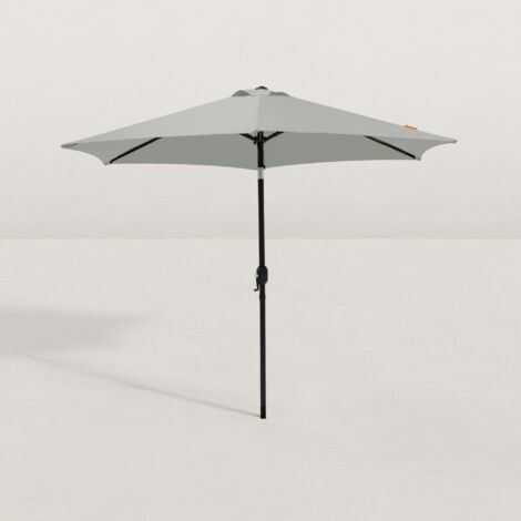 Parasol droit rond inclinable Ø270 cm – Toile polyester 240 g/m² résistante UV – Manivelle intégrée pour ouverture facile