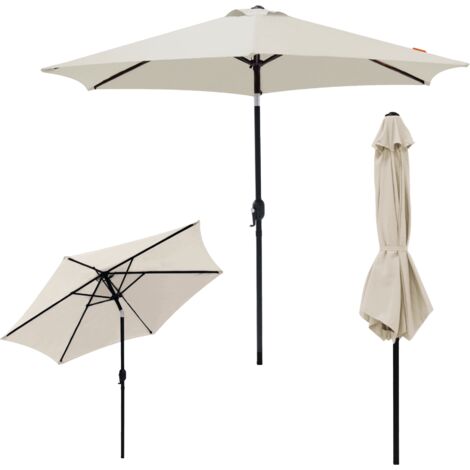 Parasol droit rond inclinable Ø270 cm – Toile polyester renforcé résistant aux UV – Structure acier époxy – Protection UV classe 4 UPF 30 (1/5)