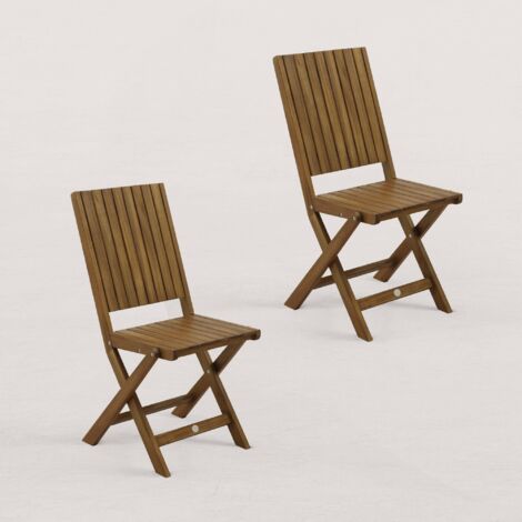 Lot de 2 chaises pliantes de jardin en bois June (1/5)