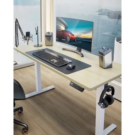 Bureau Assis Debout Electrique,120 x 60 cm, Bureau Motorisé Ergonomique, avec Contrôle de la mémoire, Beige, ERGEAR