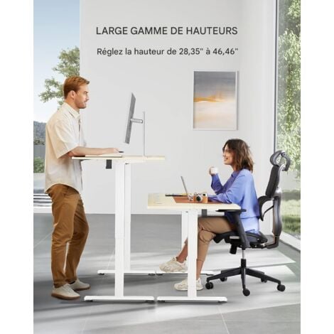 Bureau Assis Debout Electrique,120 x 60 cm, Bureau Motorisé Ergonomique, avec Contrôle de la mémoire, Beige, ERGEAR