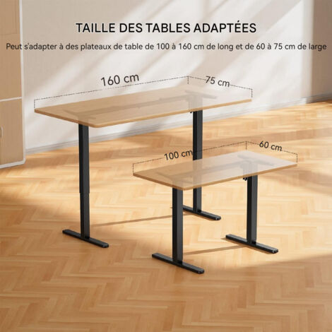 Bureau assis debout, Bureau debout réglable électrique en hauteur,4 hauteurs de mémoire, facile à assembler, bureau à domicile, améliore le confort et la productivité, noir, ERGEAR