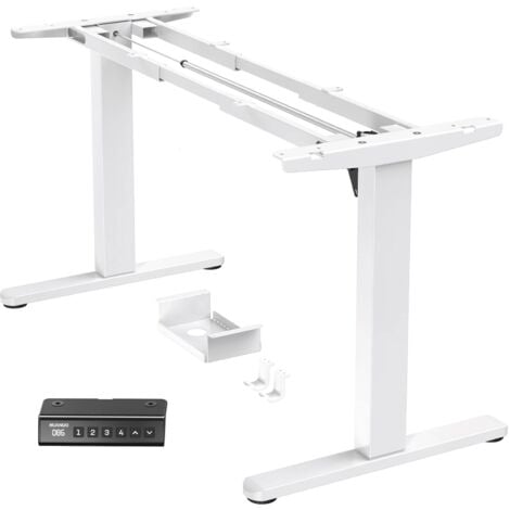 Bureau assis debout électrique réglable - Ergonomique avec fonction mémoire, protection anti-collision et ajustabilité en largeur pour un confort optimal au travail,blanc,HUANUO