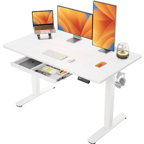 ErGear Bureau Assis Debout 100 X 60 Cm - Bureau Electrique Réglable En Hauteur Avec Panneau Intelligent 4 Mémoires Et Plateau En Deux Parties
