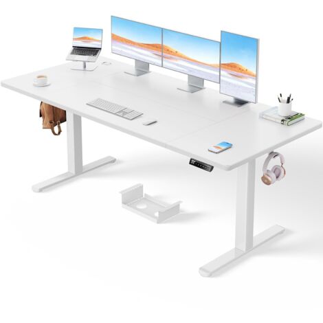 Bureau électrique AREBOS 180x80cm – Réglable En Hauteur, Fonction Mémoire, Marron