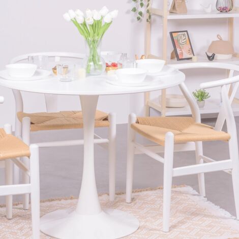 Nest Dream - Table à manger ronde design (90cm) - Stratus - Blanc