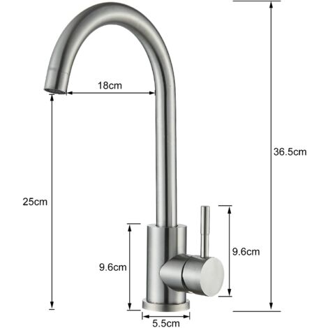 Rubinetto Lavello Cucina, Miscelatore Cucina Nickel Spazzolato Ottone con Bocca Alta Girevole a 360°, Rubinetti Monocomando Acqua Calda e Fredda Regolabile per Lavelli da Esterno Interno