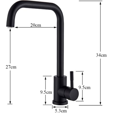 Rubinetto Lavello Cucina, Miscelatore Cucina Opaco Nero Ottone con Bocca Alta Girevole a 360°, Rubinetti Monocomando Acqua Calda e Fredda Regolabile per Lavelli da Esterno Interno