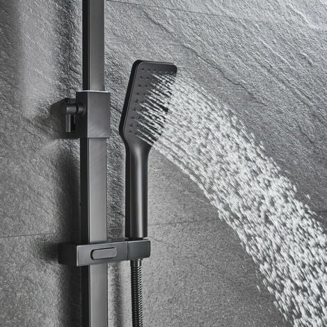 Duschsäule Schwarz Wandmontage Duschsystem Brauseset mit Kopfbrause Handbrause Badewannenarmatur