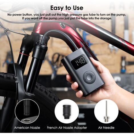 Portable Air Compressor Car Tire Inflator Electric Inflator Bike Pump,Mini Portable Air Compressor Digital LED Lamp,2000mAh Type-C Charging 150PSI for Bike/Motorcycle/Ball