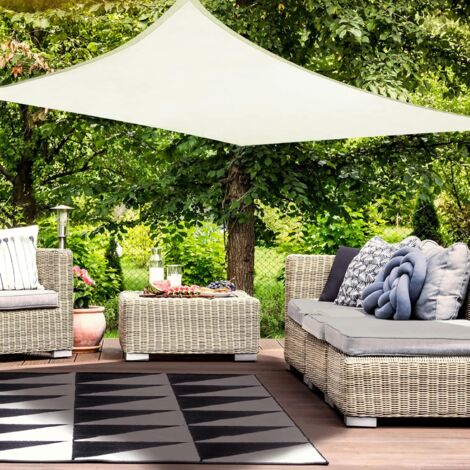 Waterproof Shade Sail Rectangle Water Resistant PES Shade Cloth 98 UV Protection for Outdoor Patio Terrace Off White 2x3