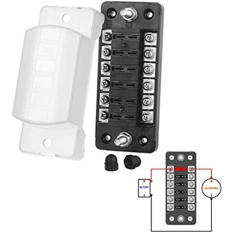 12v fuse box auto 6 way fuse box for ATO/ATC 1-20A fuse DC32V M5 screw ...