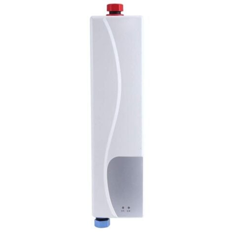 Mini calentador de agua eléctrico sin tanque, calentador de agua eléctrico instantáneo de 220 V sin válvula de alivio de presión calentador de agua con luz LED para cocina baño 3000 W