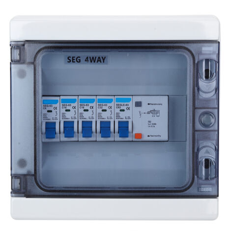 Interruttore Automatico 4 Vie Impermeabile IP65 - 63A 30mA RCD + 4 MCB