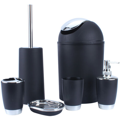 Set Bagno Tienda Eurasia - Dispenser, Portasapone, Portaspazzolino, Nero - Foto 9