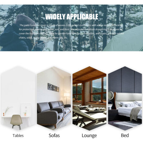 Copertura Per Tavolo Rotondo Da Giardino 183 Cm - Impermeabile, Con Ventilazione E Fibbie, Tessuto PU (M, Beige) - Foto 11