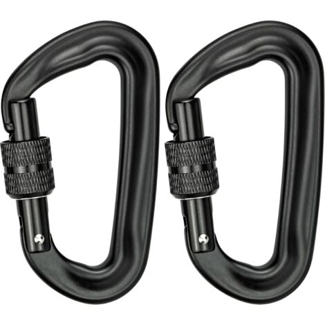 2 Stück Kletterkarabiner 12 kN (1200 kg), robuster Aluminium-Karabiner, D-förmiger Karabiner für Hängematten, Yoga, Schaukel, Camping, Schlüsselbund, Hunde