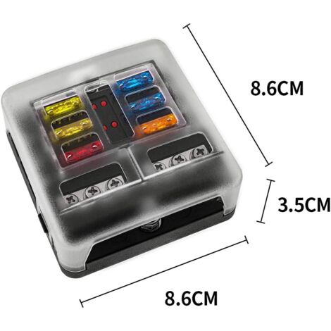 Scatola Relè E Fusibili 12V Con 6 Relè E 14 Fusibili – LED Di Stato, Copertura Antipolvere E Premontata Per Auto E Camion