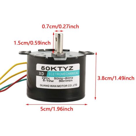 Jeffergarden 50KTYZ AC 220V 6-10w Moteur Synchrone à Aimants Permanents CW/CCW Moteur Electrique à Couple Elevé à Faible Vitesse (10rpm)