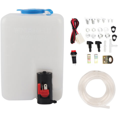 Jeffergarden Kit lavaparabrisas universal, bomba de limpieza y depósito de limpiaparabrisas de 12 V y 1,8 L.