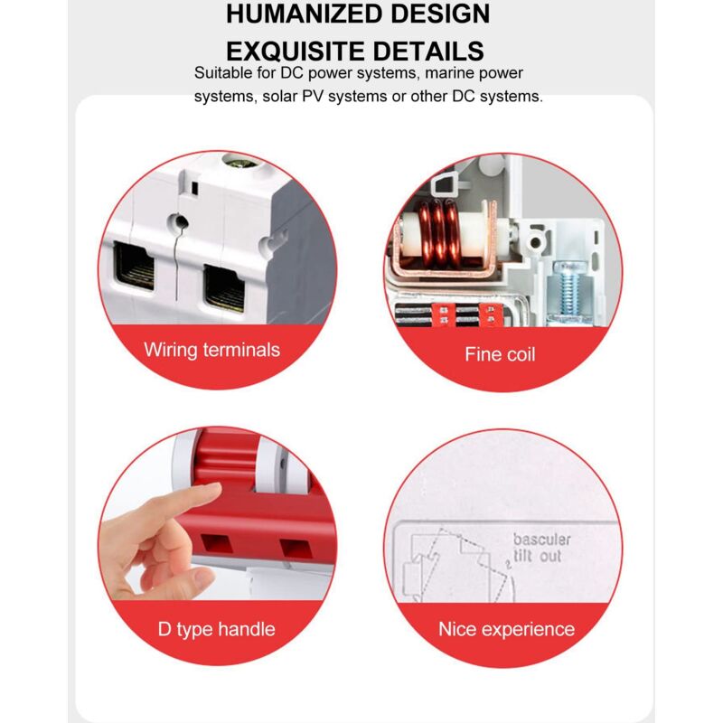 Interruttore Automatico CC DEWIN DZ47-63Z-2P 20A 500V – Per Impianti Fotovoltaici, Sistemi Solari, Protezione Sovraccarico