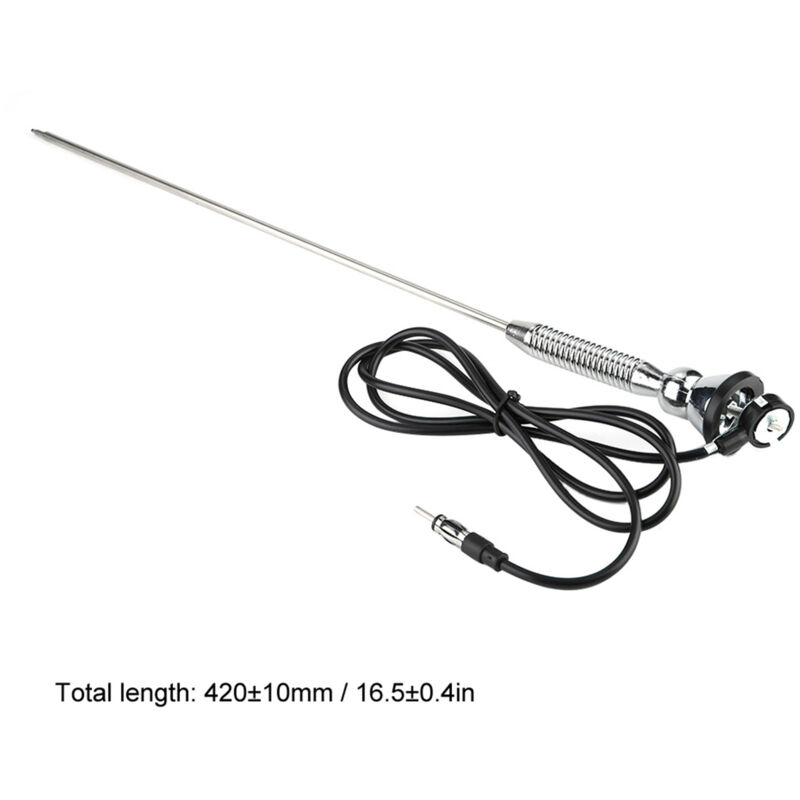Antenna Telescopica Per Auto 61,5 Cm – 4 Sezioni Retrattili, In Ottone, Universale Per Radio E TV, Staffa 2,6 Mm, Argento