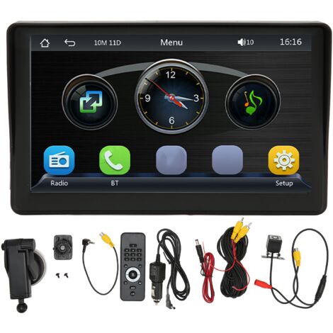 Jeffergarden Lettore MP5 per auto Lettore multimediale touch screen da 7 pollici Stereo per auto multifunzionale con telecamera per retromarcia a LED con visiera parasole