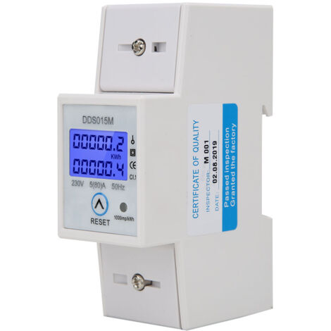 Jeffergarden Contatore Elettrico Digitale DDS015M, Monofase 230V, Display Wattora, Resettabile