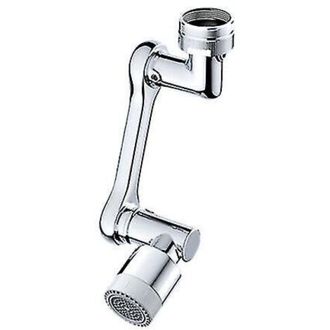 1440 Grad Drehbarer Multifunktionaler Verlängerungshahn, Wasserhahn Aufsatz mit 2-Fach Einstellbarer Perlator für Küche Bad, 1080° Wasserhahn Verlängerung mit Perlatoren - Silber