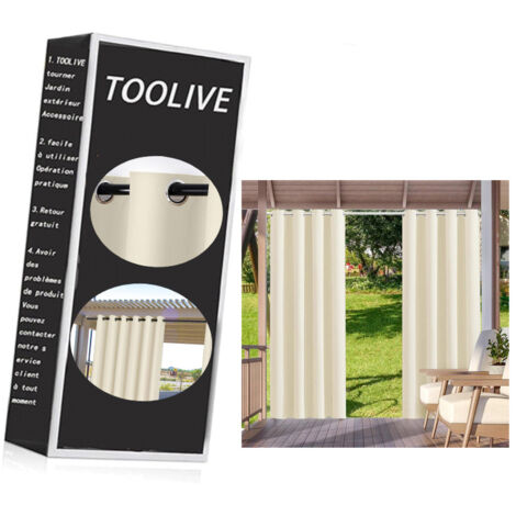 Outdoor Vorhang Wetterfest 2er Set H 213 x B 132 cm Outdoor Gardinen Wasserdicht Sonnenschutz & Sichtschutz Terrasse Vorhänge  Outdoorvorhänge mit Ösen