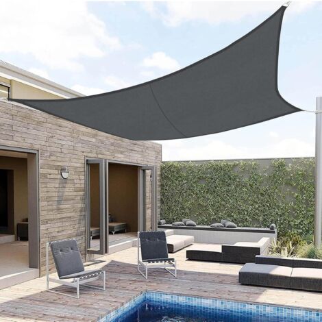 Sonnensegel Wasserdicht Rechteckig 3x5m Wetterschutz Sonnenschutz Polyester  mit UV Schutz fr Terrasse Balkon Garten-Grau Anthrazit