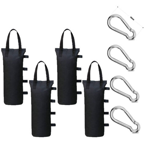 4 Pavillon Sandsäcke und 4 Karabiner,Verwendet Um Das Bein Gewicht von Pop Up Pavillons zu Erhöhen, Gartenzelte, Sonnenschirme, Trampolin (1/5)