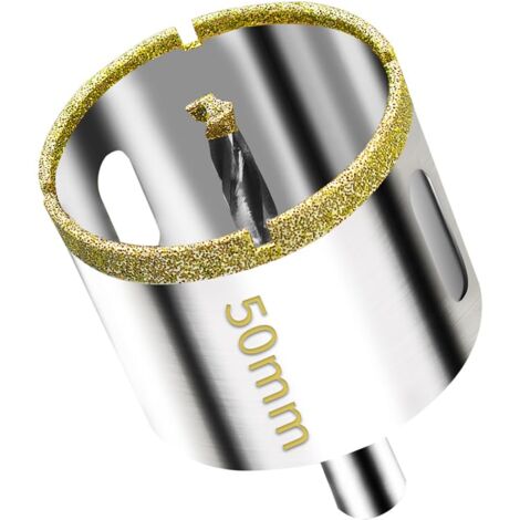 Diamant-Lochsäge 50 mm mit Zentrierführungsbohrer, Fliesenlochsäge mit Diamantbeschichtung, Diamant-Kernbohrer für Glas, Fliesen, Keramik, Marmor, Granit