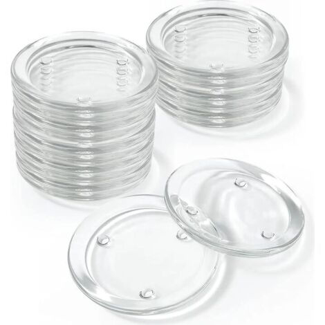 16 Stück Klare Untersetzer Glas für Kerzen- Kerzenhalter Stumpenkerzen - Kerzenuntersetzer Glas Rund Ideal für Spa-Dekorationen, Hochzeiten, Partys, Heimdekoration (1/5)