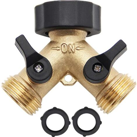 Y-Verteiler Für Wasseranschluss – 3/4 Zoll, 2-Wege Mit Separaten Schaltern | Aus Messing, Für Waschmaschine, Garten & Küche