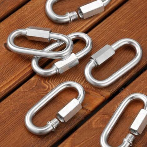 Verschlusskarabiner, 10 Stück Karabinerclips, Robuste Edelstahlkarabiner, Schnellverbindungsstecker, Kettenverriegelungs-Gewindekarabiner für Hängematte, Camping, Anhänger, M5 Verschlusskarabiner, 10 Stück Karabinerclips, Robuste Edelstahlkarabiner, Schnellverbindungsstecker, Kettenverriegelungs-Gewindekarabiner für Hängematte, Camping, Anhänger, M5