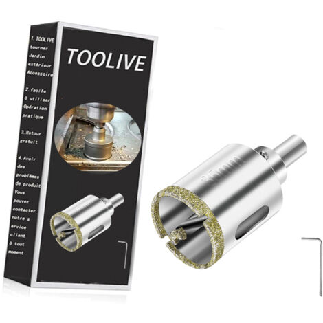 Diamond Drill Bit, 35mm Drill with Center Guide Bit, Glass Hole Saw Core Drill Bit with Diamond Surface Coating, for Glass/Tile/Ceramic/Marble/Limestone/Fiberglass/Porcelain Cutting