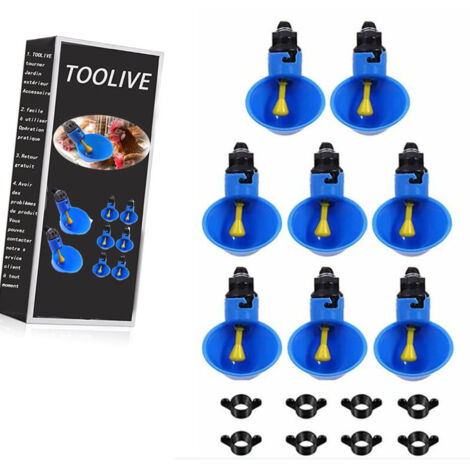 8 Pcs Automatic Poultry Cup Chicken Water Drinker for Chicks Ducks Quail, Birds Water Dispenser (Blue)
