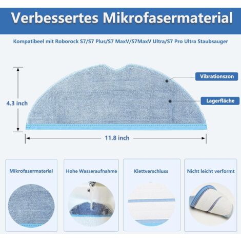 Pack of 14 Wipes for Roborock S8/S8+/S7 MaxV/S7 MaxV Plus/S7 MaxV Ultra/S7 Pro Ultra/S7/S7+ Robot Vacuum Cleaner, Silver Ions Microfibre VibraRise Wiping Cloth Accessories (Light Grey)