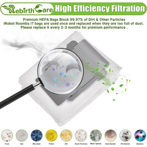 12-Pack Replacement Dust Bags For IRobot Roomba I7 I3 E5 E6 S9 - Zipper Closure