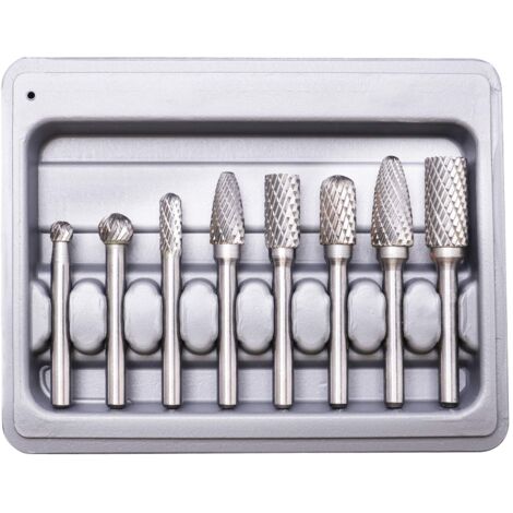 Burrs, Double Cut Tungsten Burrs, 8pcs Double Cut Tungsten Steel Solid Carbide Burr Set, 6mm Shank for Electric Drill Rotary Tools (1/5)