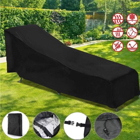 Waterproof Windproof UV Protection 210D Oxford Fabric Sun Lounger Cover Deck Chair Cover (210 x 75 x 40/80 cm) - Black