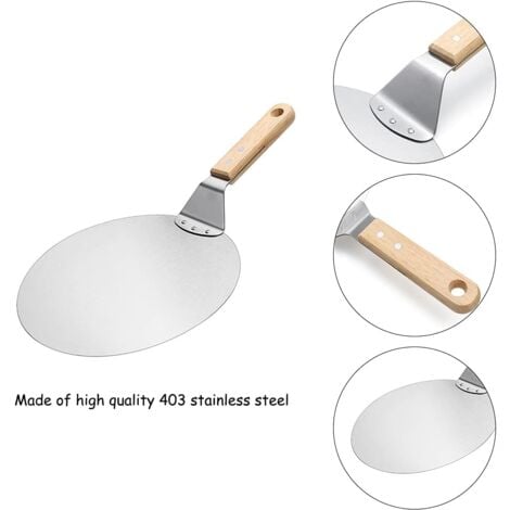 Stainless steel pizza peel with wooden handle, pizza peel for pizza stone, bread peel, cake peel, pizza peel, (25.4 cm)