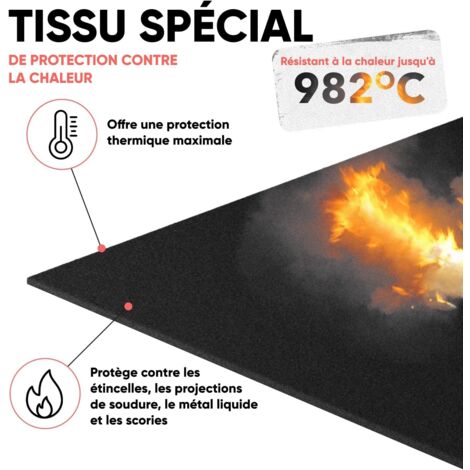 Fireproof Mat Science Fireproof mat 1x1 m, heat-resistant up to 982°C black, fireproof fabric ...