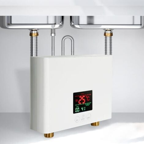 Electric Water Heater, mewmewcat Instant Water Heater 3kw Mini Tankless Water Heater Wall Mounted with LED Display 3 Level Temperature Adjustment Remote Control for Home Kitchen