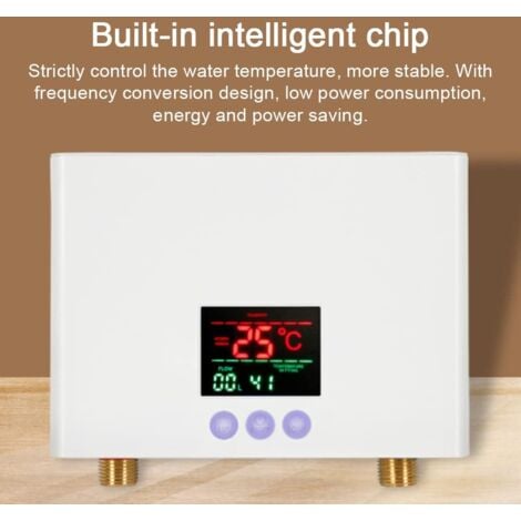 Electric Water Heater, mewmewcat Instant Water Heater 3kw Mini Tankless Water Heater Wall Mounted with LED Display 3 Level Temperature Adjustment Remote Control for Home Kitchen