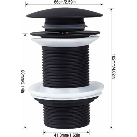 Black bathroom sink drain without overflow, universal black pop up bathroom sink drain, drain ...