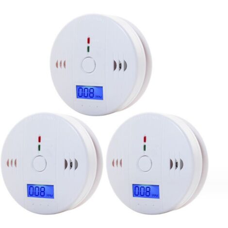10 Year Life Carbon Monoxide Alarm,Digital Display CO Detector,Battery powered(3-pack)