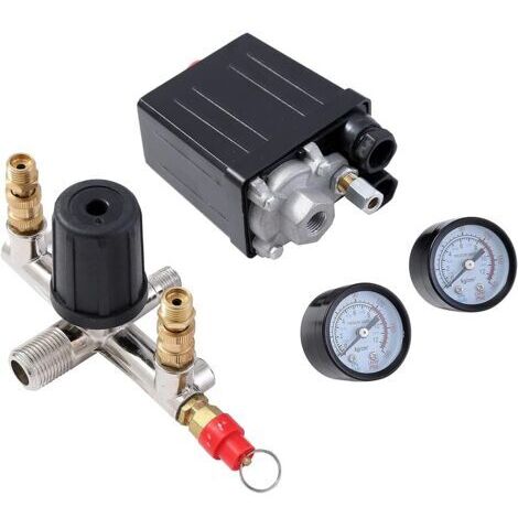 G1/4 inch dual output air compressor pressure switch with safety valve ...