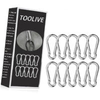 10PCS M5 Carabiner Clip Heavy Duty, 304 Stainless Steel Carabiner Clips, Metal Clips Key Ring Spring Snap Clips for Hiking Camping Boating Fishing Dog Leash Leisure Outdoor Activities